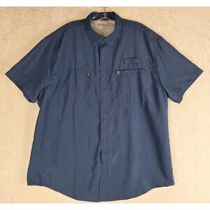 American Outdoorsman Shirt Mens 2XL Vented Fish Camp Short Sleeve Blue sz XXL